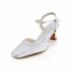 Fehér szatén szögletes orr menyasszonyi cipő vel strassz hx150019